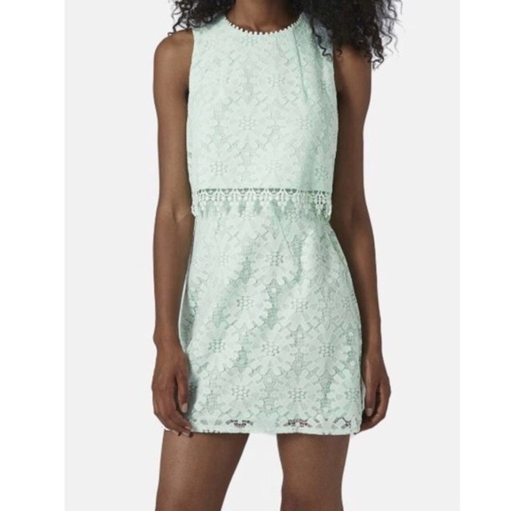 Topshop Mint Eyelet Lace Shift Dress